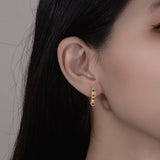 Rabbit Sparkling Rainbow Sapphire Hoop Earrings 925 Silver Drop
