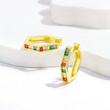 Rabbit Sparkling Rainbow Sapphire Hoop Earrings 925 Silver Drop