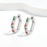 Rabbit Sparkling Rainbow Sapphire Hoop Earrings 925 Silver Drop