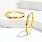 Rabbit 18K Plated Rainbow Sapphire Hoop Earrings