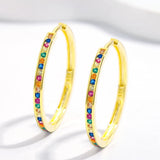 Rabbit 18K Plated Rainbow Sapphire Hoop Earrings