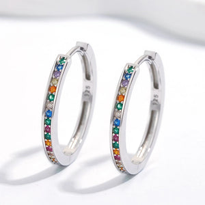 Rabbit 18K Plated Rainbow Sapphire Hoop Earrings