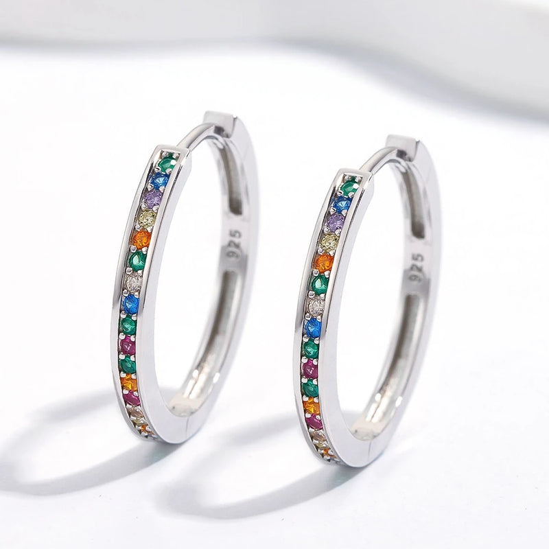 Rabbit 18K Plated Rainbow Sapphire Hoop Earrings
