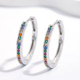 Rabbit 18K Plated Rainbow Sapphire Hoop Earrings