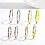 Rabbit 18K Plated Rainbow Sapphire Hoop Earrings