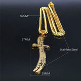 Islam Broadsword Stainless Steel Chain Necklaces Long Necklace Pendant Men Jewel