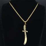 Islam Broadsword Stainless Steel Chain Necklaces Long Necklace Pendant Men Jewel