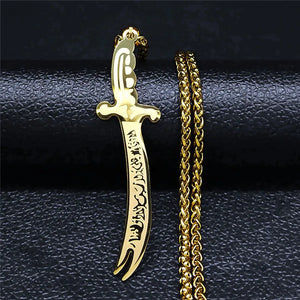 Islam Broadsword Stainless Steel Chain Necklaces Long Necklace Pendant Men Jewel