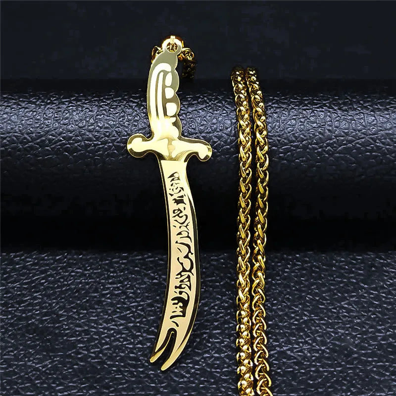 Islam Broadsword Stainless Steel Chain Necklaces Long Necklace Pendant Men Jewel