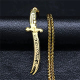 Islam Broadsword Stainless Steel Chain Necklaces Long Necklace Pendant Men Jewel