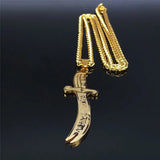 Islam Broadsword Stainless Steel Chain Necklaces Long Necklace Pendant Men Jewel