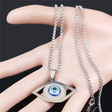Islam Hamsa Evil Eye Necklace Stainless Steel Eye Necklace Greek Jewelry