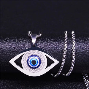 Islam Hamsa Evil Eye Necklace Stainless Steel Eye Necklace Greek Jewelry