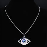 Islam Hamsa Evil Eye Necklace Stainless Steel Eye Necklace Greek Jewelry