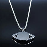 Islam Hamsa Evil Eye Necklace Stainless Steel Eye Necklace Greek Jewelry