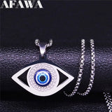 Islam Hamsa Evil Eye Necklace Stainless Steel Eye Necklace Greek Jewelry