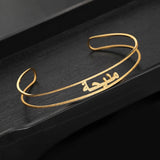 Personalized Arabic Name Bangle Heart Bracelet Stainless