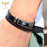 Moon Star Bracelet Leather Cuff Men's Jewelry