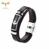 Moon Star Bracelet Leather Cuff Men's Jewelry