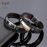 Moon Star Bracelet Leather Cuff Men's Jewelry