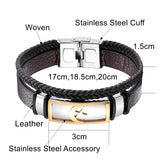 Moon Star Bracelet Leather Cuff Men's Jewelry