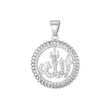 Islamic Muslim Rune Pattern Pendant Necklace Men's Sliding Crystal Inlaid