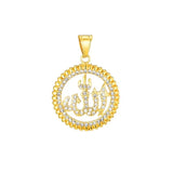 Islamic Muslim Rune Pattern Pendant Necklace Men's Sliding Crystal Inlaid