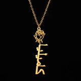 Personalized Arabic Name Necklace Stainless Steel Rose Pendant
