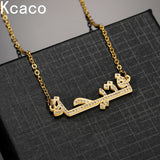 Arabic Name Necklace with CZ Diamond Stainless Steel Pendant