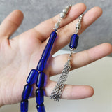 Islam Tasbih Amber Misbaha Cylinder 8*16mm 33 Prayer Beads Sibha Silver Tassel