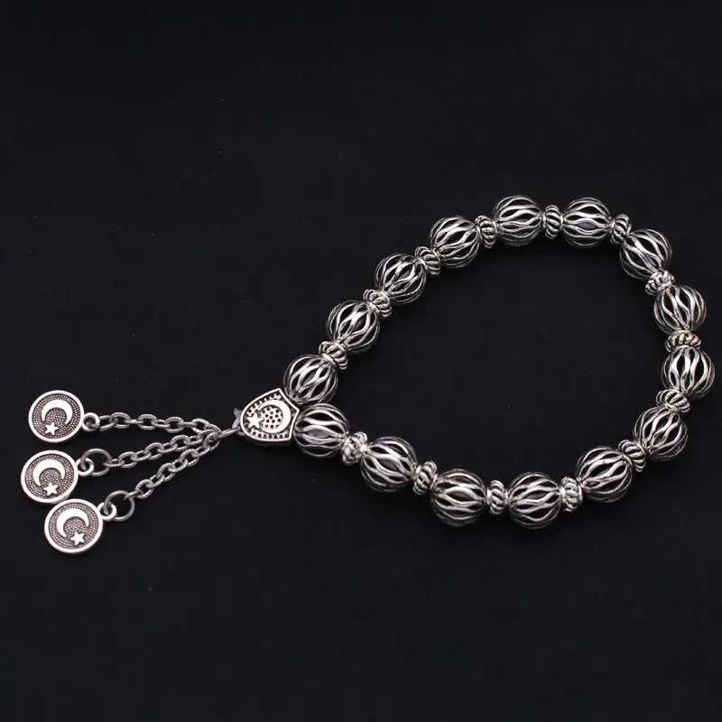 Islamic Ottoman Muslim Beads Bracelet Crescent Moon Star Amulet