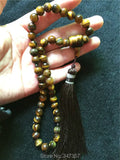 Islamic 45 Beads Bracelet Tiger Eyes Stone Rosary Allah Misbaha Sibha