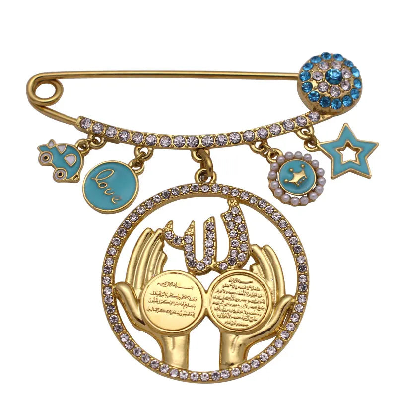 Islamic Allah Al Qalam AYATUL KURSI Surah Muslim Quran Vanyakad brooch Baby Pin