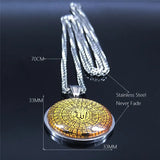 Islamic Arab Quran Allah Glass Stainless Steel Long Necklace Men/Women