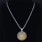 Islamic Arab Quran Allah Glass Stainless Steel Long Necklace Men/Women