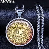 Islamic Arab Quran Allah Glass Stainless Steel Long Necklace Men/Women