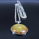 Islamic Arab Quran Allah Glass Stainless Steel Long Necklace Men/Women