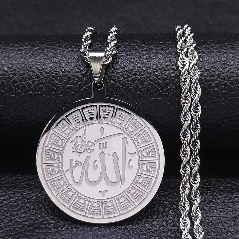 Islamic Muslim Round Necklace God Allah Chain Jewelry N2229S05
