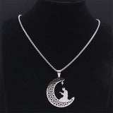 Islamic Muslim Prayer Necklace Stainless Steel Moon Star Pendant