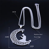 Islamic Muslim Prayer Necklace Stainless Steel Moon Star Pendant