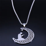 Islamic Muslim Prayer Necklace Stainless Steel Moon Star Pendant