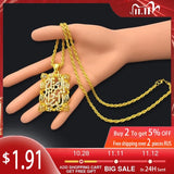 Islamic Muslim Scripture Pattern Pendant Necklace Women's Jewelry