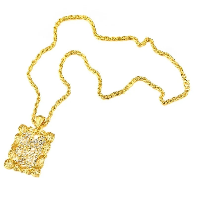 Islamic Muslim Scripture Pattern Pendant Necklace Women's Jewelry