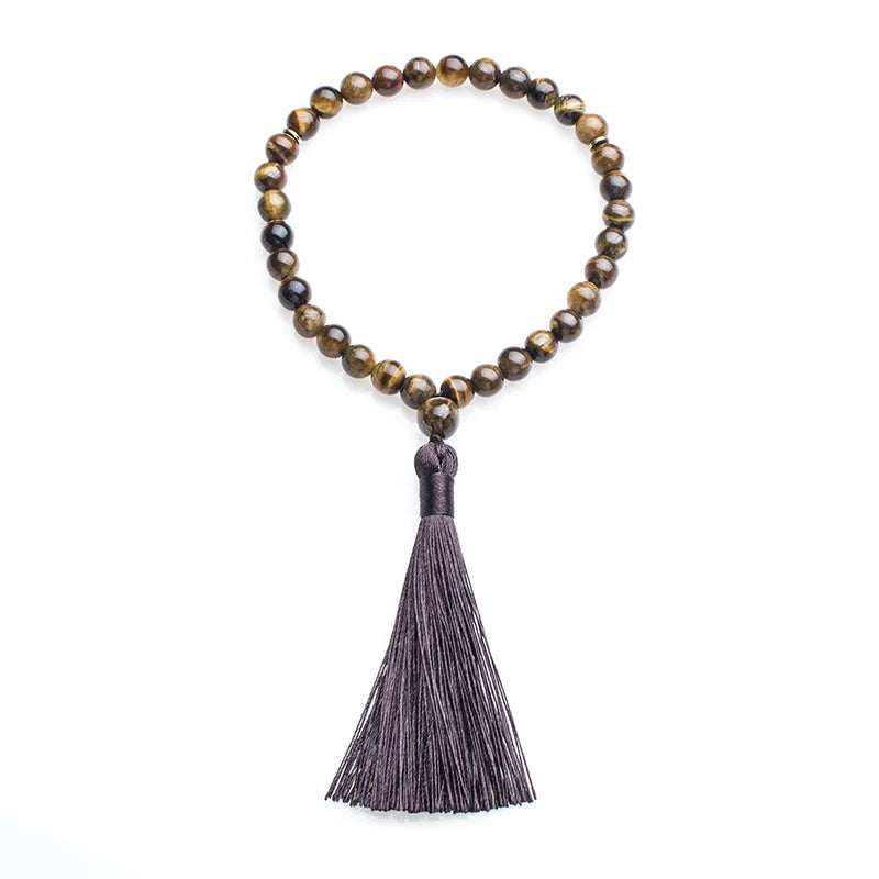 Muslim Tasbih 8mm Tiger Eye Bracelet 33 Beads Tassel Rosary