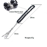 Muslim Tasbih 10mm Stone Knot Rosary 33 Beads Metal Tassel