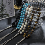 Muslim Tasbih 10mm Stone Knot Rosary 33 Beads Metal Tassel
