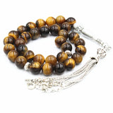 Muslim Tasbih Prayer Beads 10mm Tiger Eye Natural Stone Knotted Rosary Tasbih