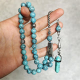 Islamic Prayer Beads Synthetic Turquoise Stone 8mm 33 Beads Allah Tasbeeh Subha