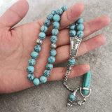 Islamic Prayer Beads Synthetic Turquoise Stone 8mm 33 Beads Allah Tasbeeh Subha