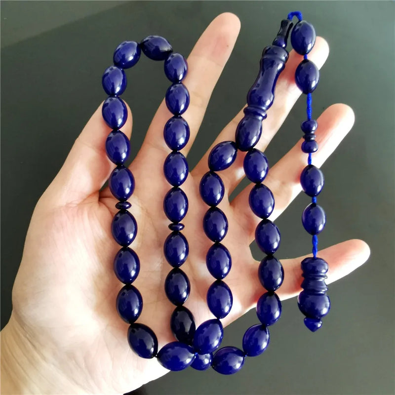 Islamic Prayer Beads Tasbih Misbaha Resin Amber Oval 10*14mm 33 pcs